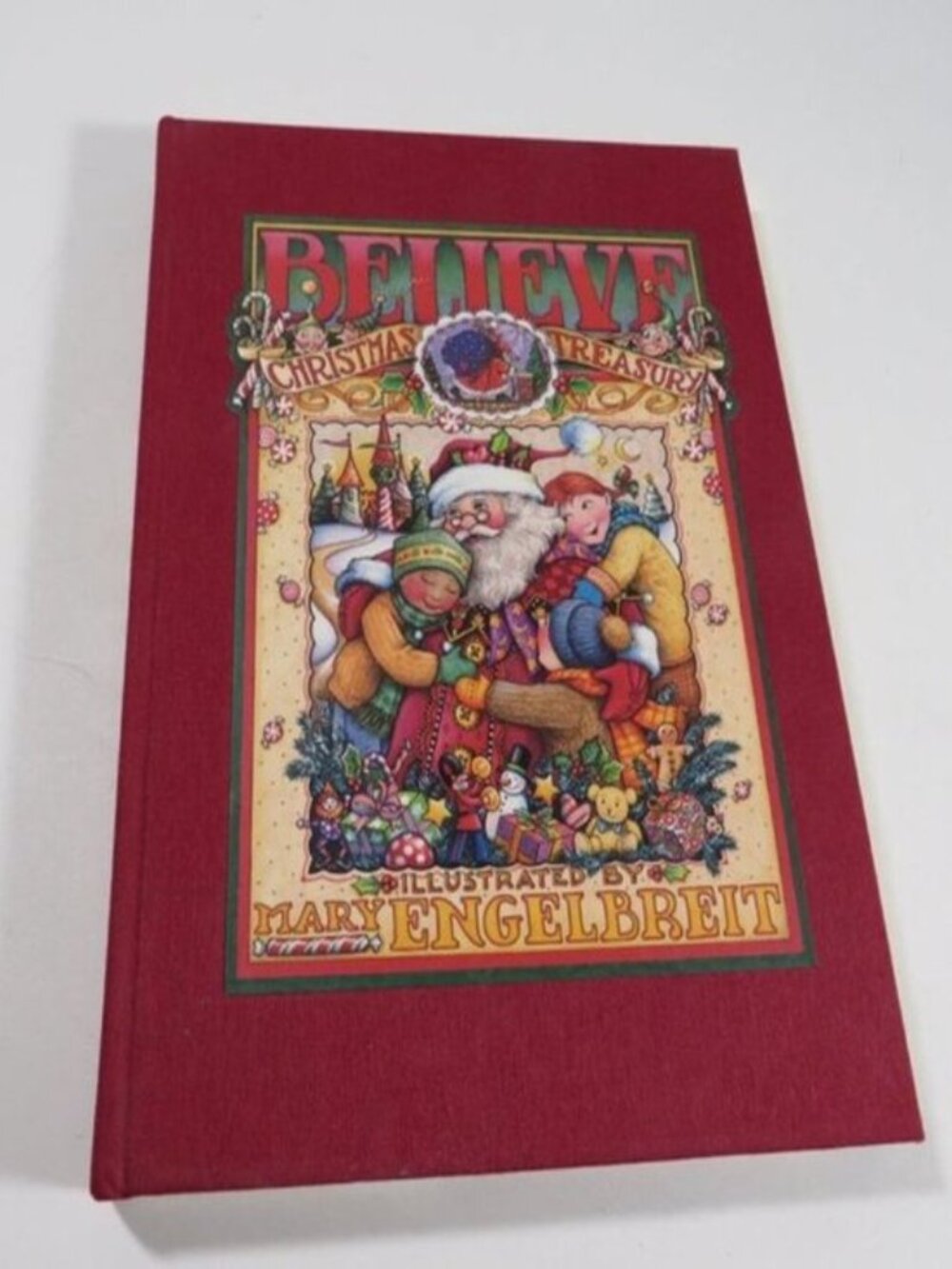 Mary Engelbreit "Believe" Christmas Treasury Hardcover Book New & Gold Gilded
